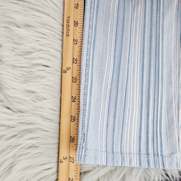🦃 American Eagle AE High Waisted Stretch Mom Jeans Striped Blue White 0 Reg - Picture 16 of 16